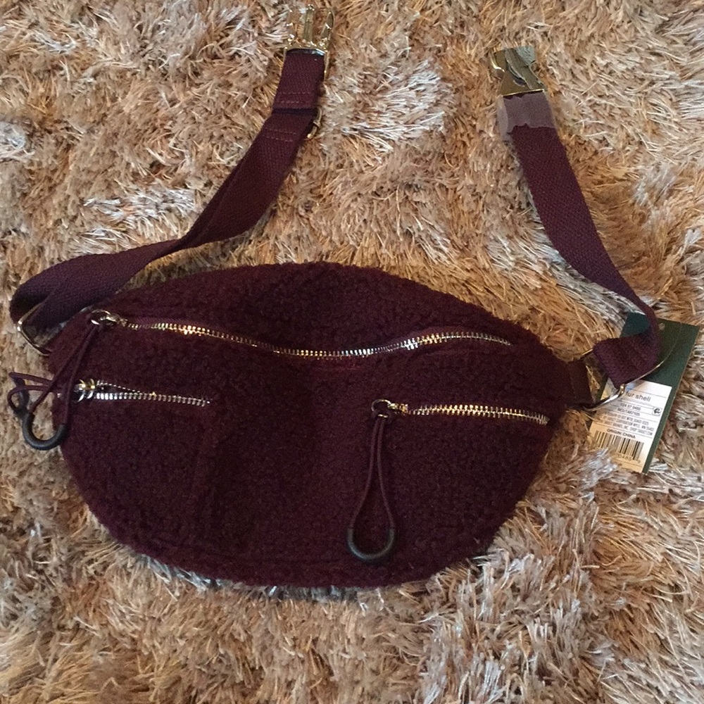 NWT Maroon Fur Fanny Pack